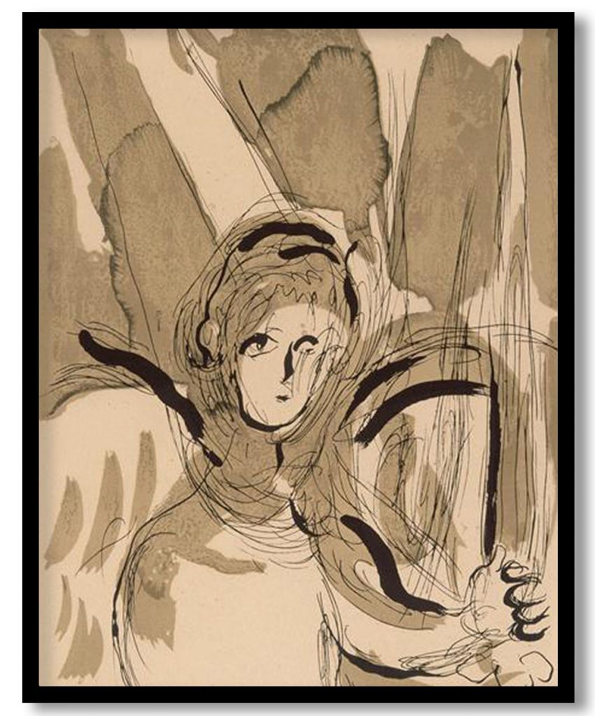 Angel with a sword by Marc Chagall (1956)