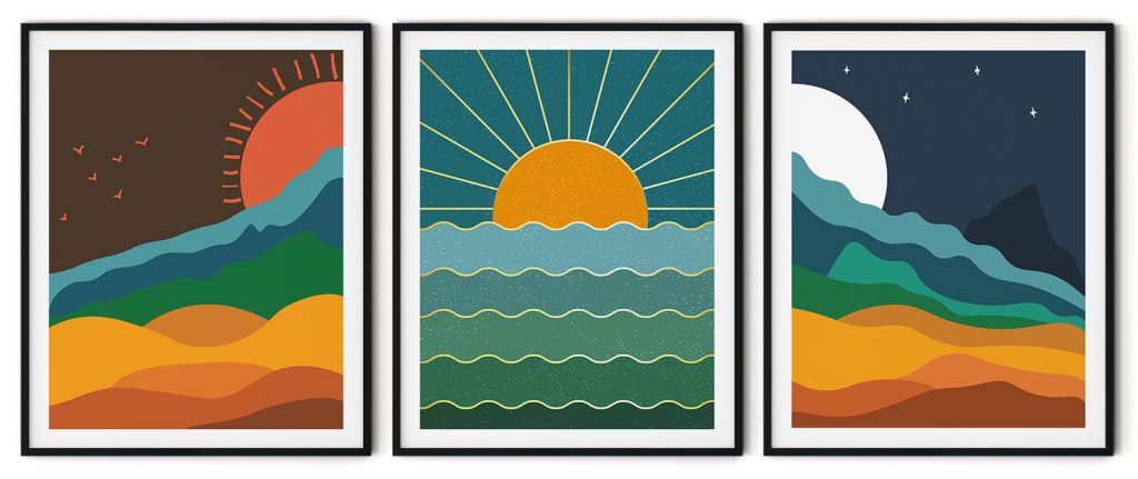 Set of 3 fresh gradient landscape