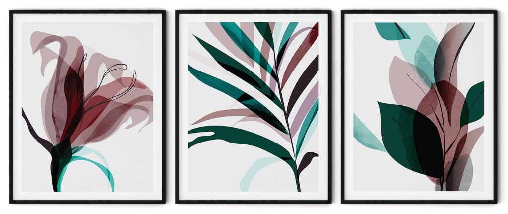 Set of 3 vine red flowers