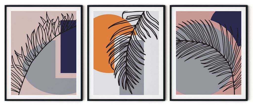 Set of 3 abstract palms