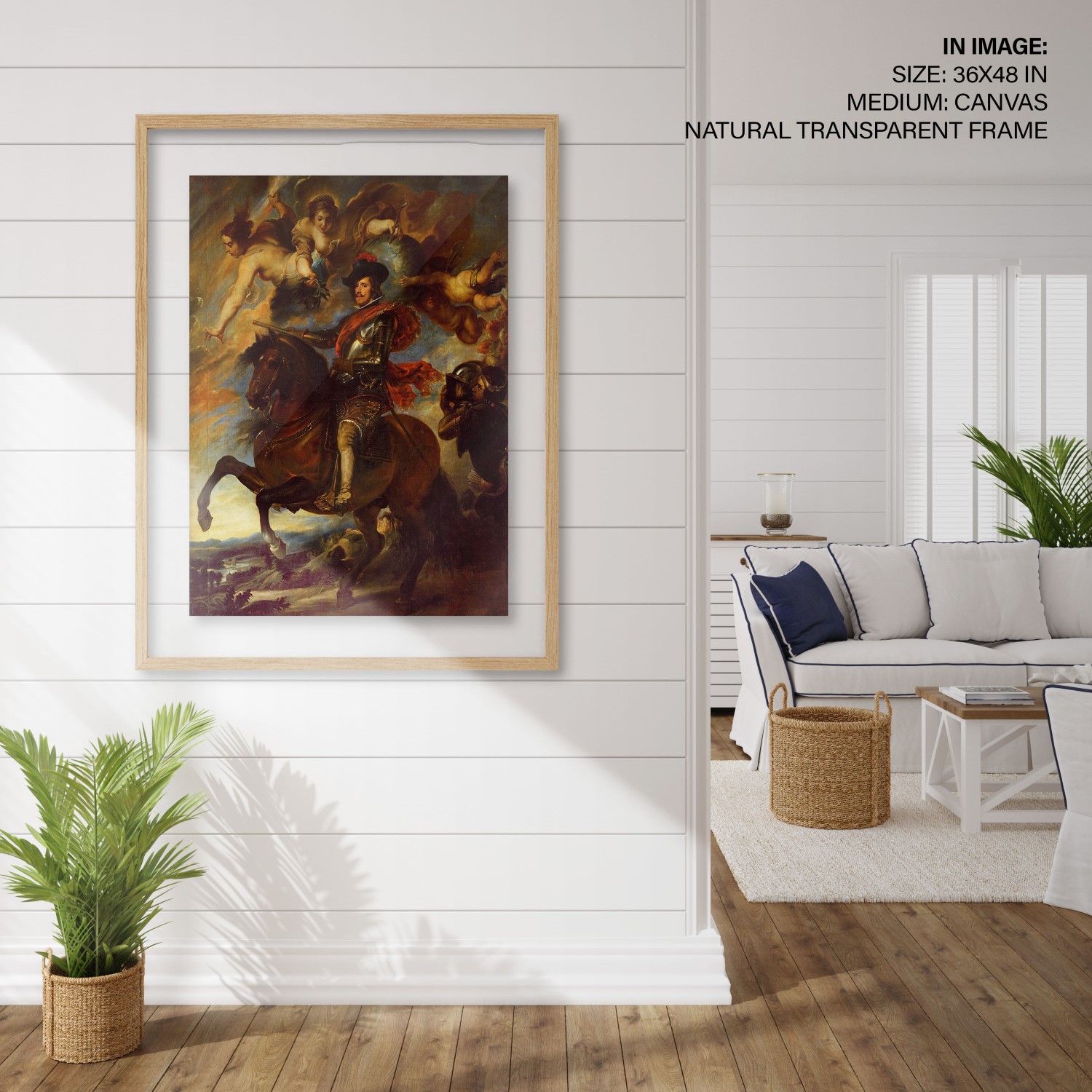 Hampton,Style,Living,Room,Interior,With,Frame,Mockup,,3d,Render