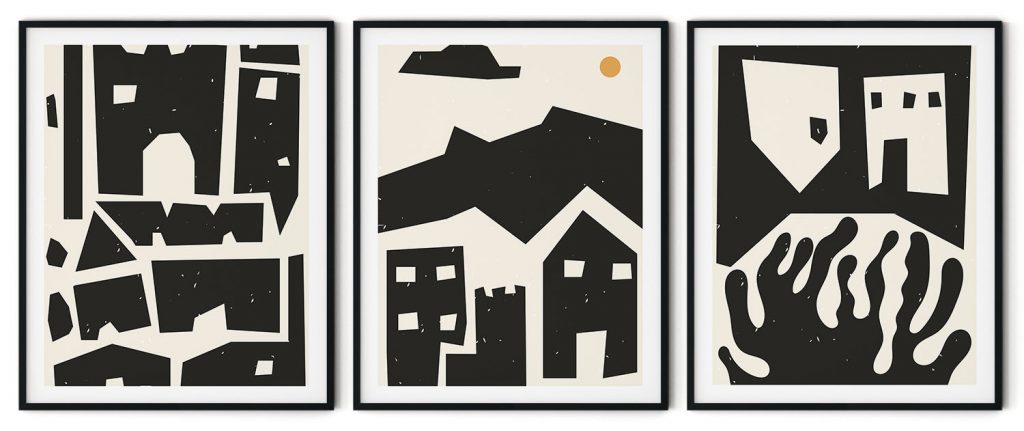 Set of 3 trendy modern architecture