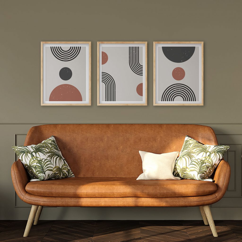 Abstract Geometric Shapes Black Terracotta – Home Decor
