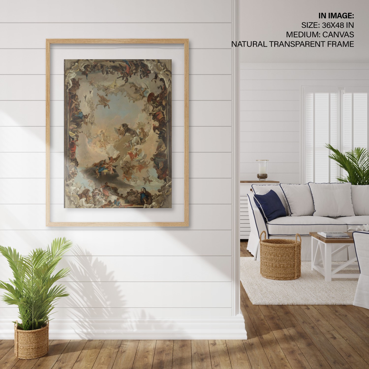 Hampton,Style,Living,Room,Interior,With,Frame,Mockup,,3d,Render