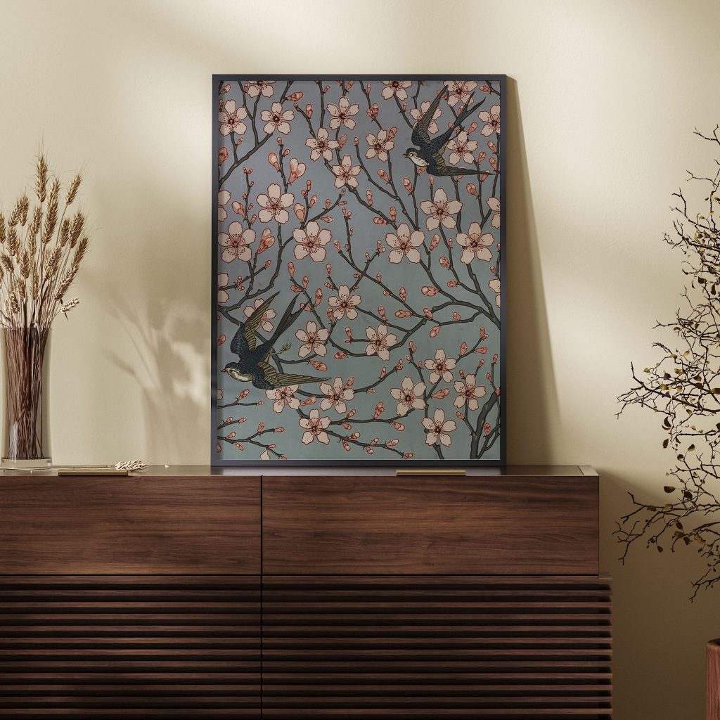 Almond Blossom and Swallow (Wallpaper Design) by Walter Crane