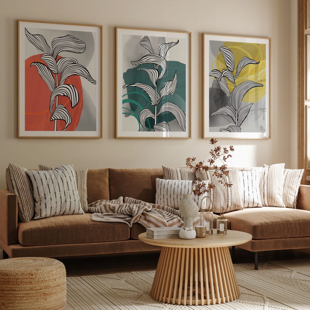 Abstract Stylized Striped Plants – Wall Art
