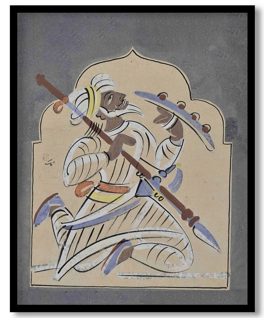 Mughal warrior by Nandalal Bose (1937)