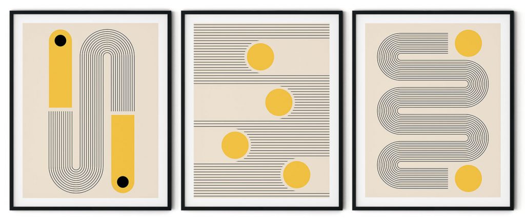 Set of 3 modern yellow computative