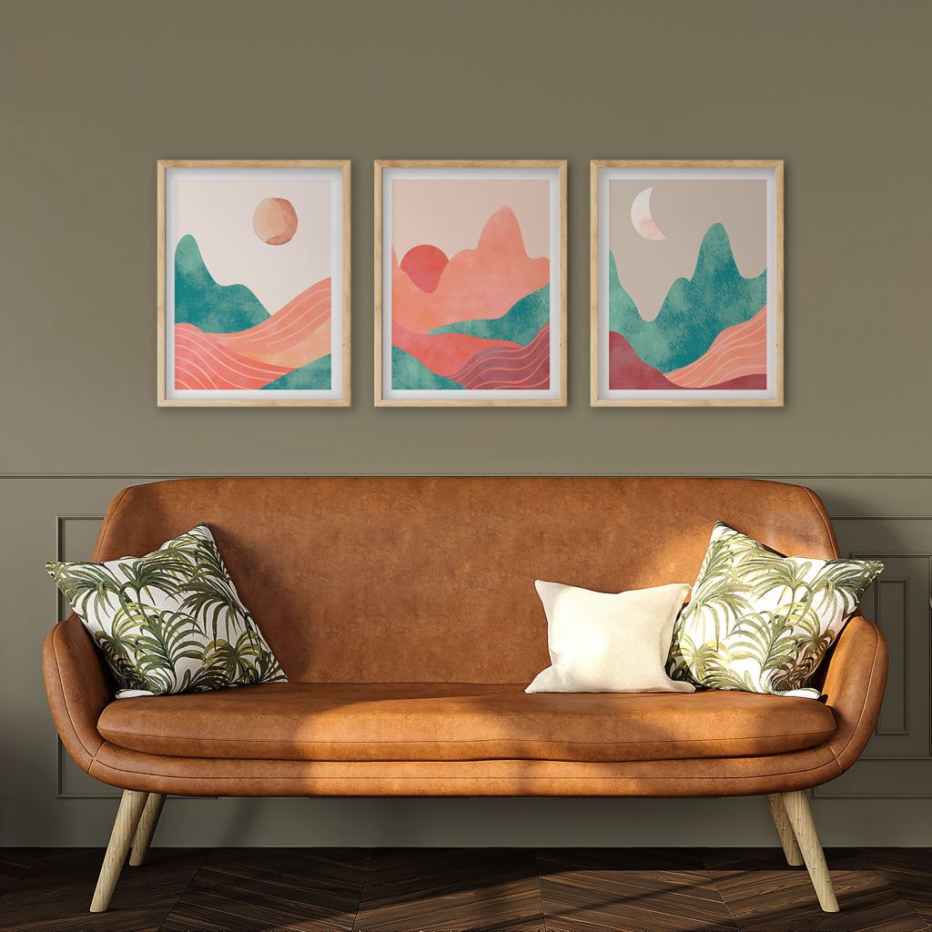 Abstract Mountains Sun and Moon – Wall Decor