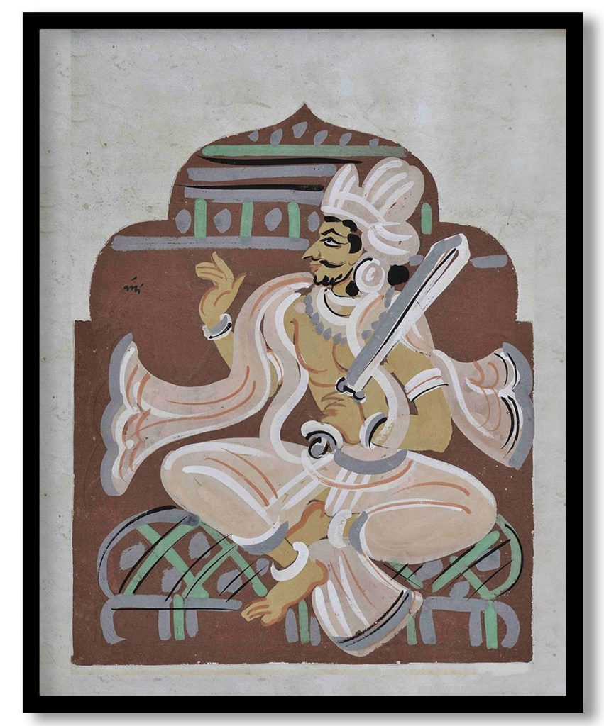 Jain warrior with sword by Nandalal Bose (1937)