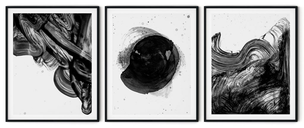 Set of 3 canyon black strokes