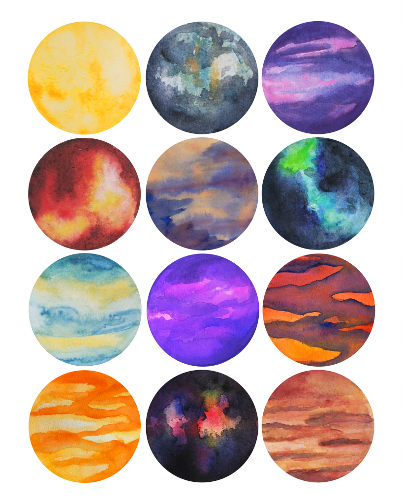 All planets Watercolor