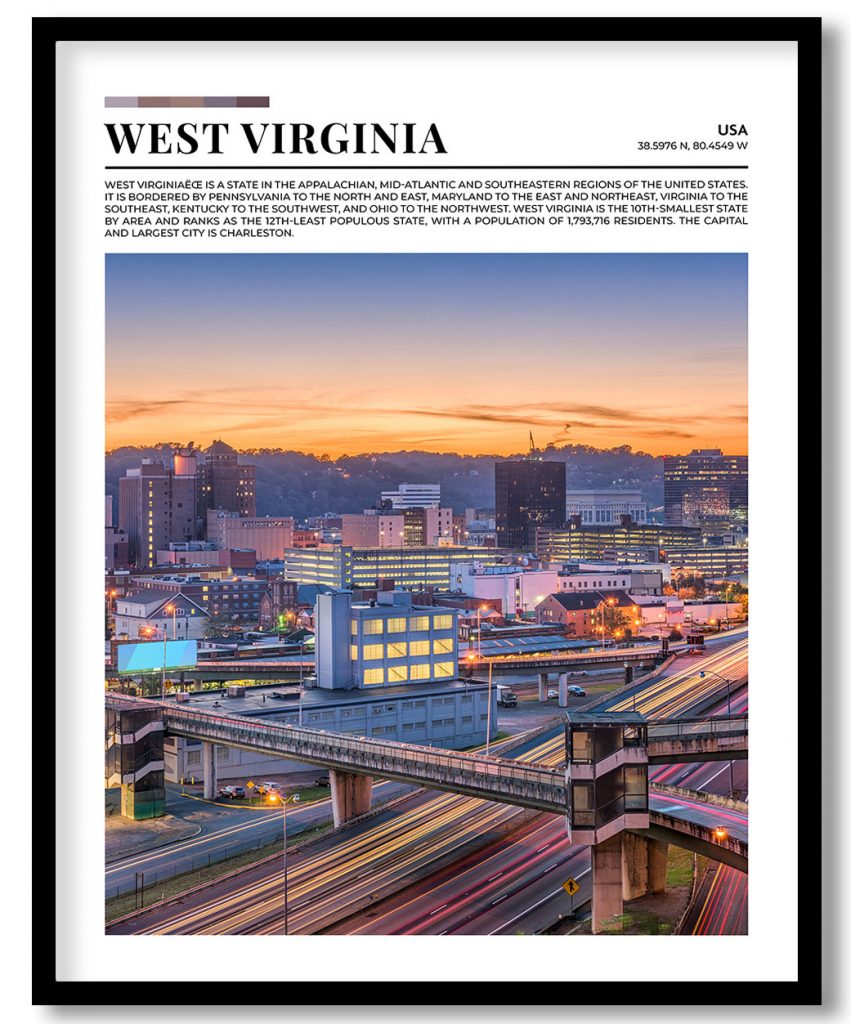 West Virginia, USA pantone poster