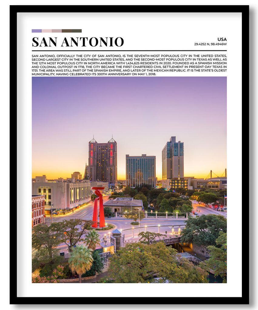 San Antonio, USA pantone poster