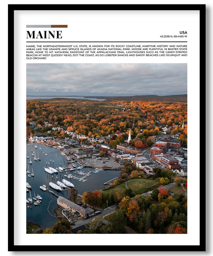 Maine, USA pantone poster