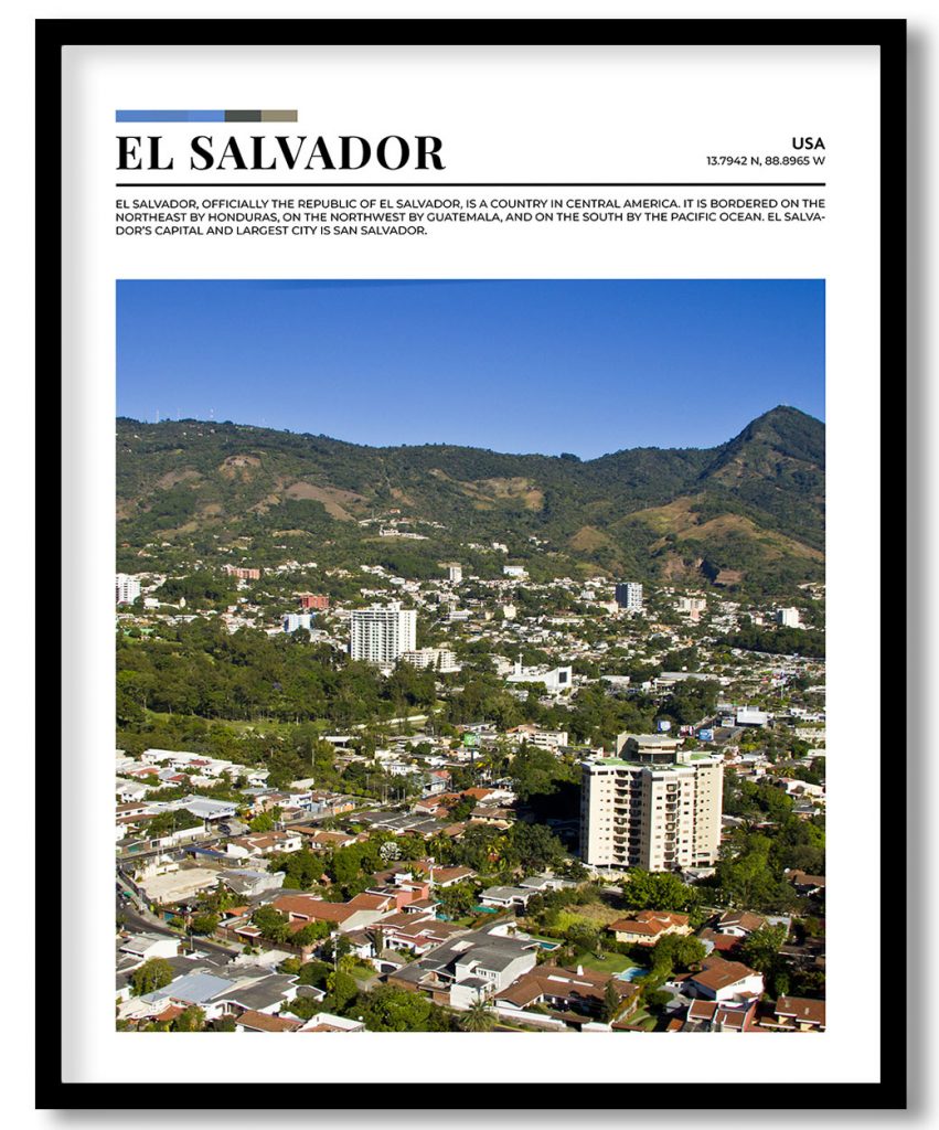 El Salvador, USA pantone poster