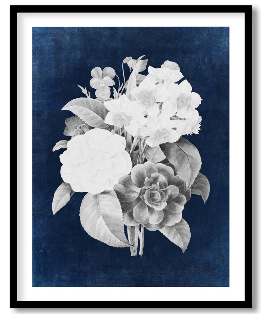 Camellia Narcissus and Pansy bouquet - Indigo Pressed