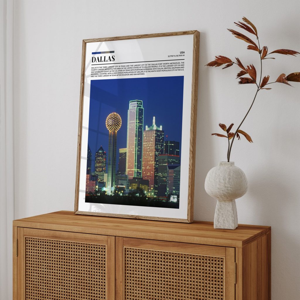 Modern Dallas Skyline with Reunion Tower – Wall Hanging