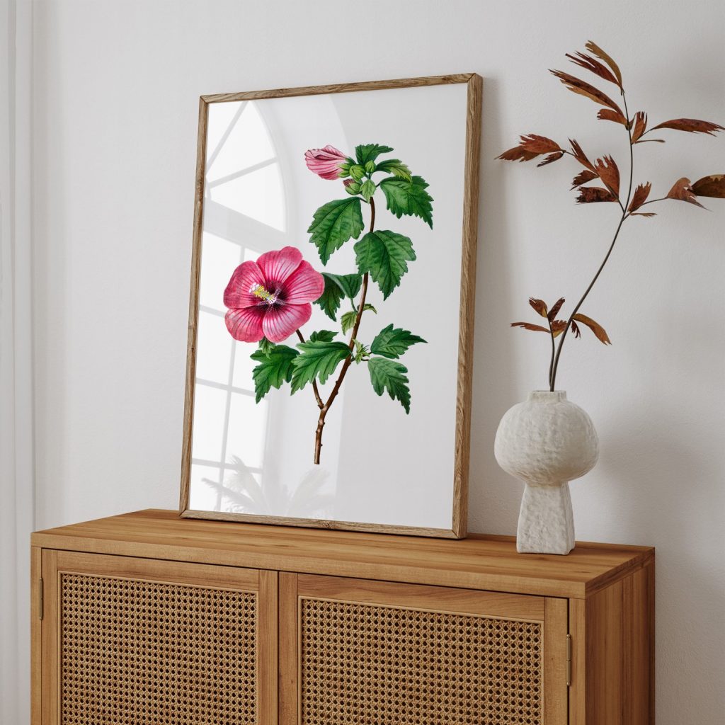 Botanical Pink Hibiscus Plant – Home Decor