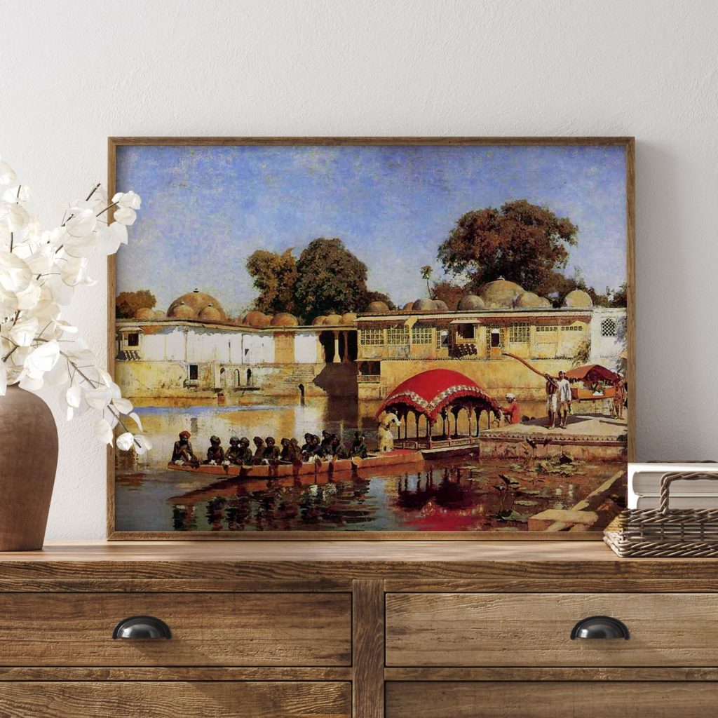 Palace and Lake at Sarket Ahmedabad, India by Edwin Lord Weeks (1882-1893)