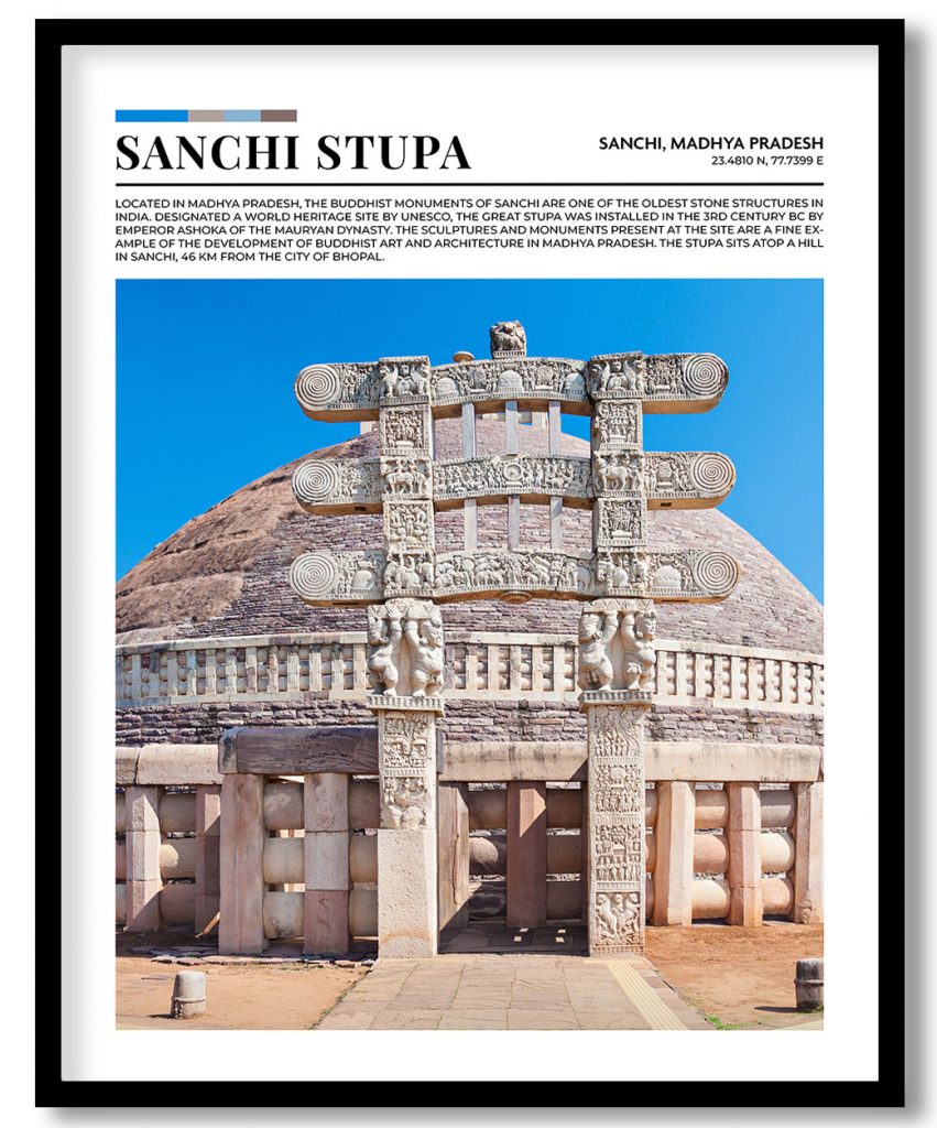 Sanchi Stupa, India pantone poster