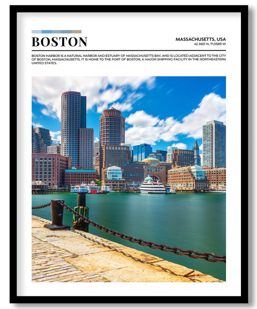 Boston, Massachusetts, USA pantone poster