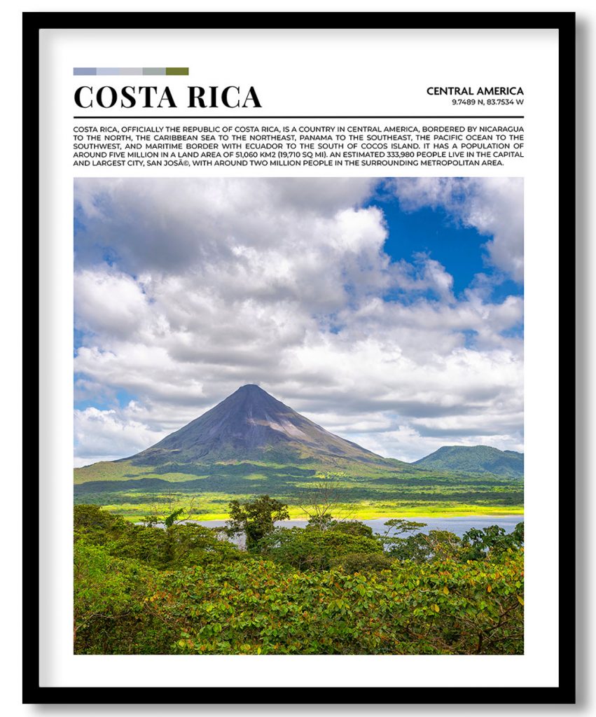 Costa Rica, Central America pantone poster