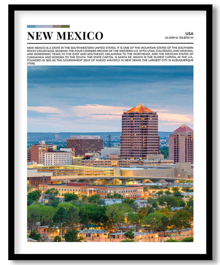 New Mexico, USA pantone poster