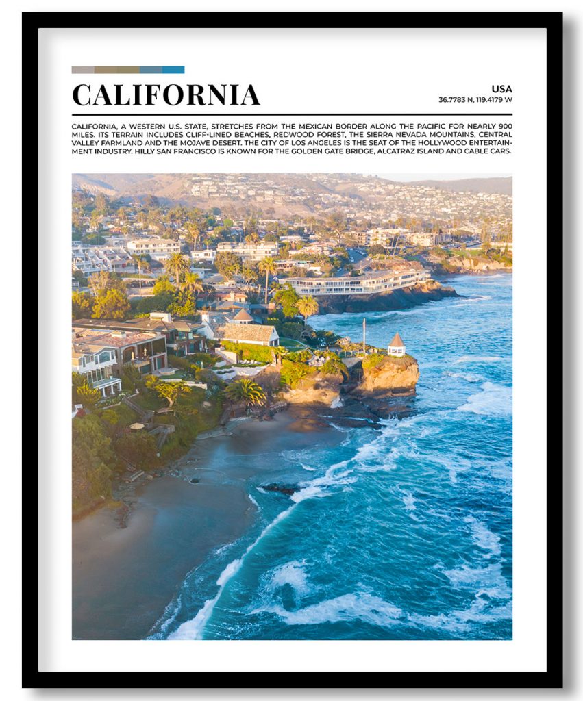 California, USA pantone poster