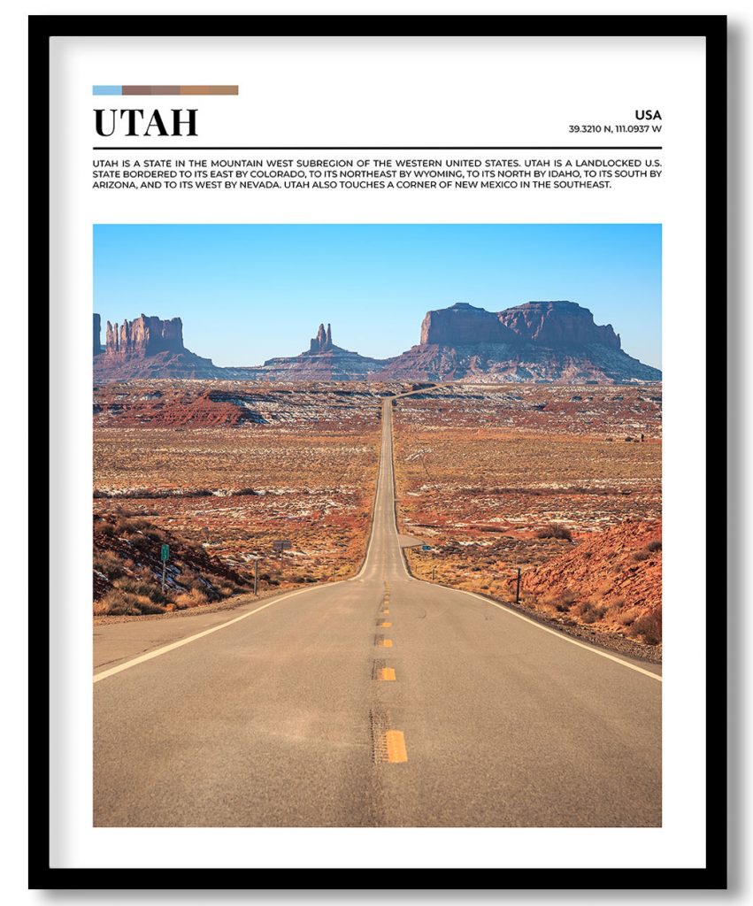 Utah, USA pantone poster