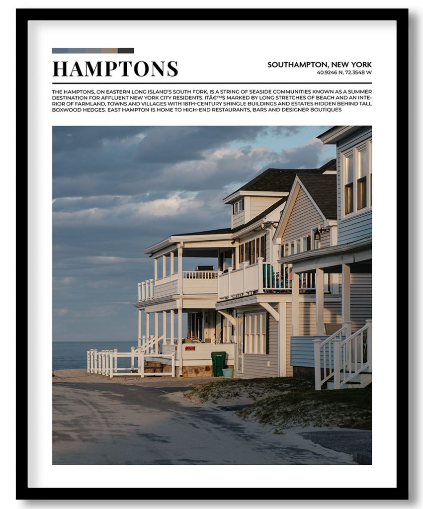 Hamptons, Southampton, New York pantone poster