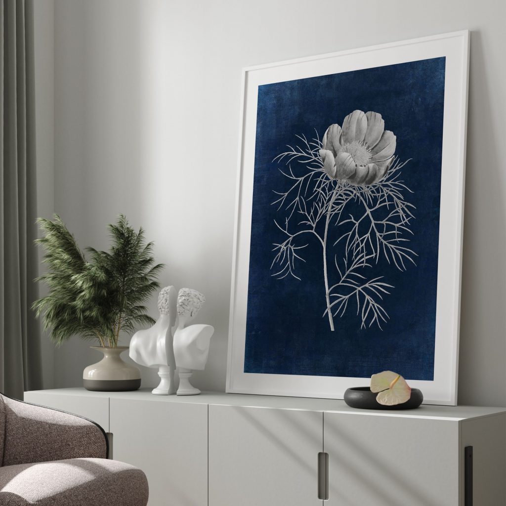 Botanical White Flower and Foliage – Wall Art