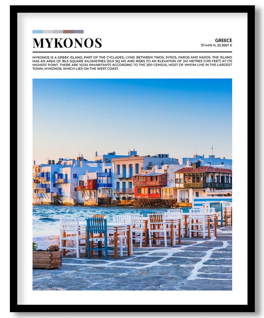 Mykonos, Greece pantone poster