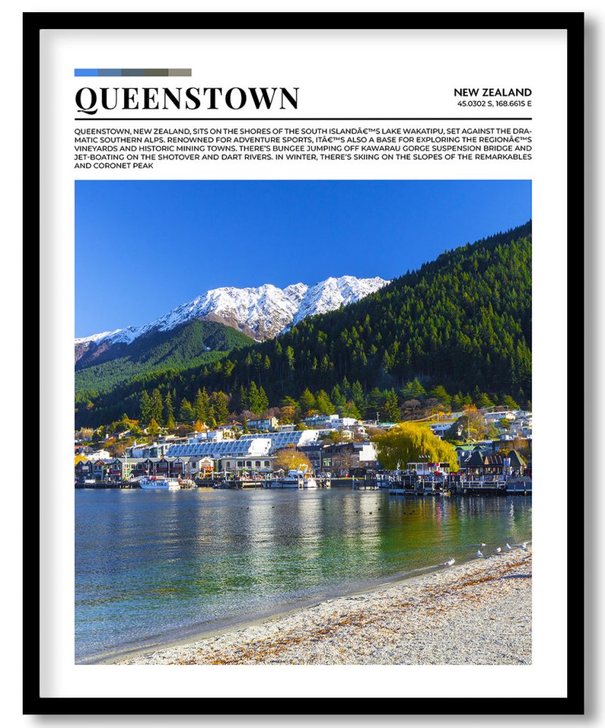Queenstown, New Zealand pantone poster