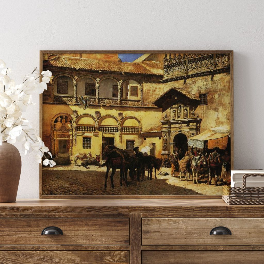 Market Square in Front of the Sacristy and Doorway of the Cathedral, Granada by Edwin Lord Weeks
