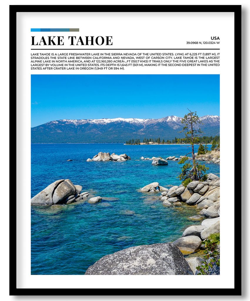 Lake Tahoe, USA pantone poster