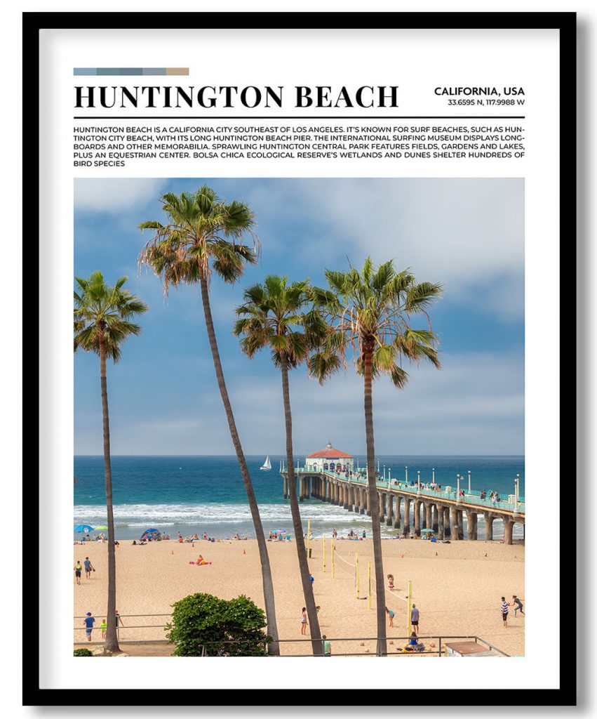 Huntington Beach, California, USA pantone poster