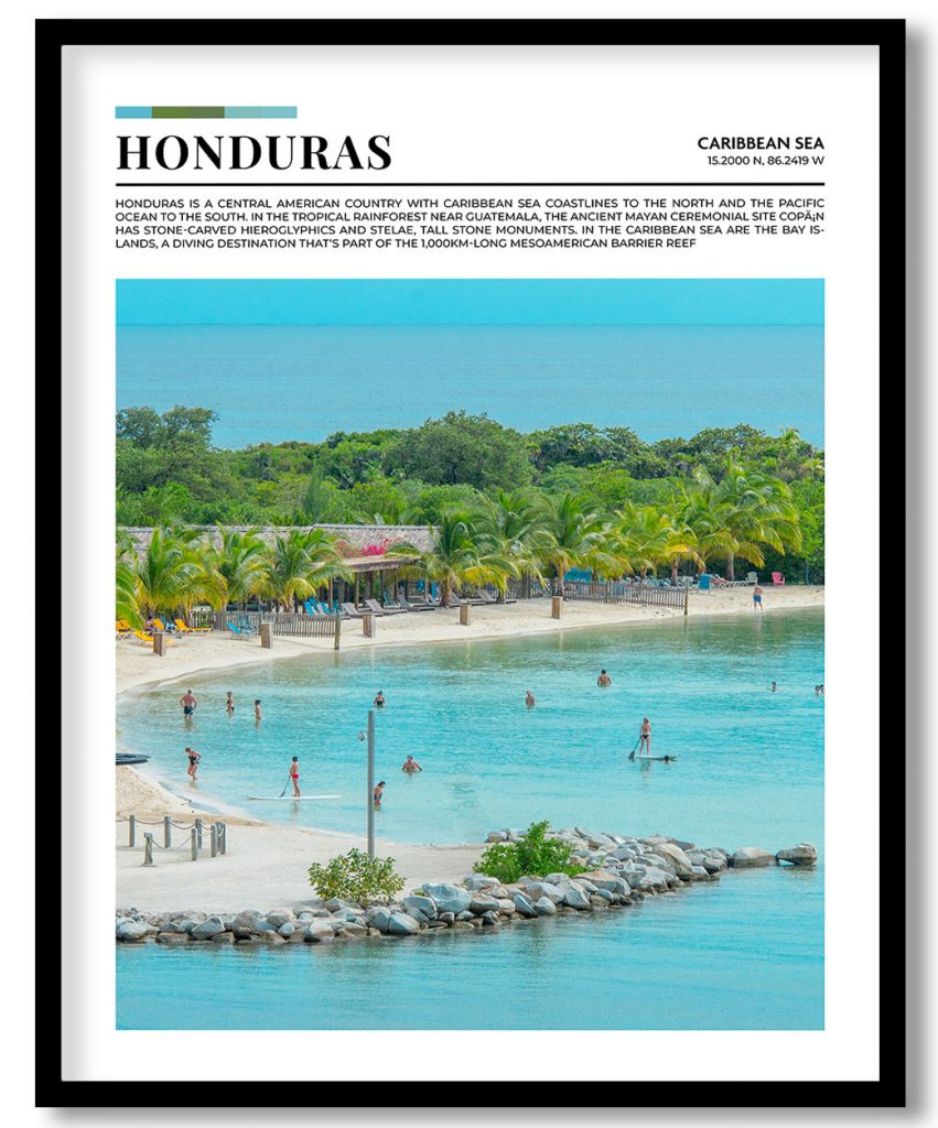 Honduras, Caribbean Sea pantone poster
