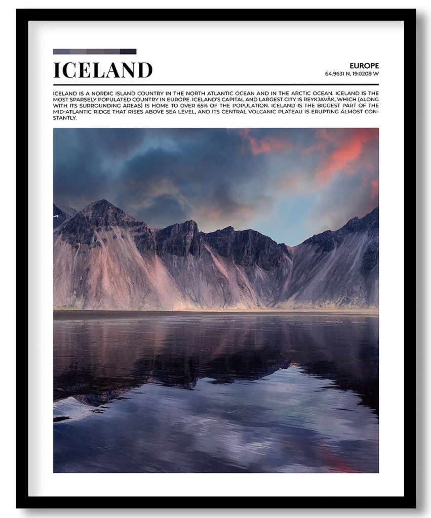 Iceland, Europe pantone poster