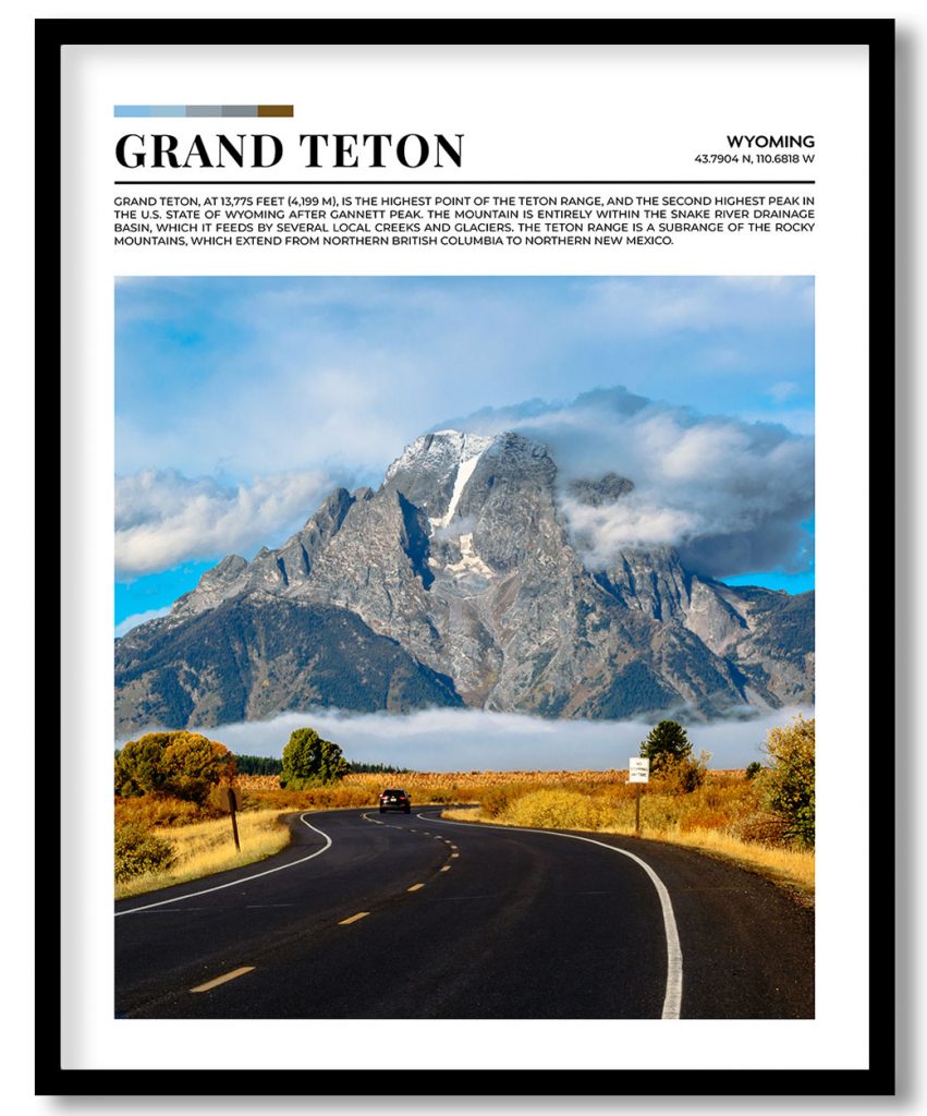 Grand Teton, Wyoming pantone poster