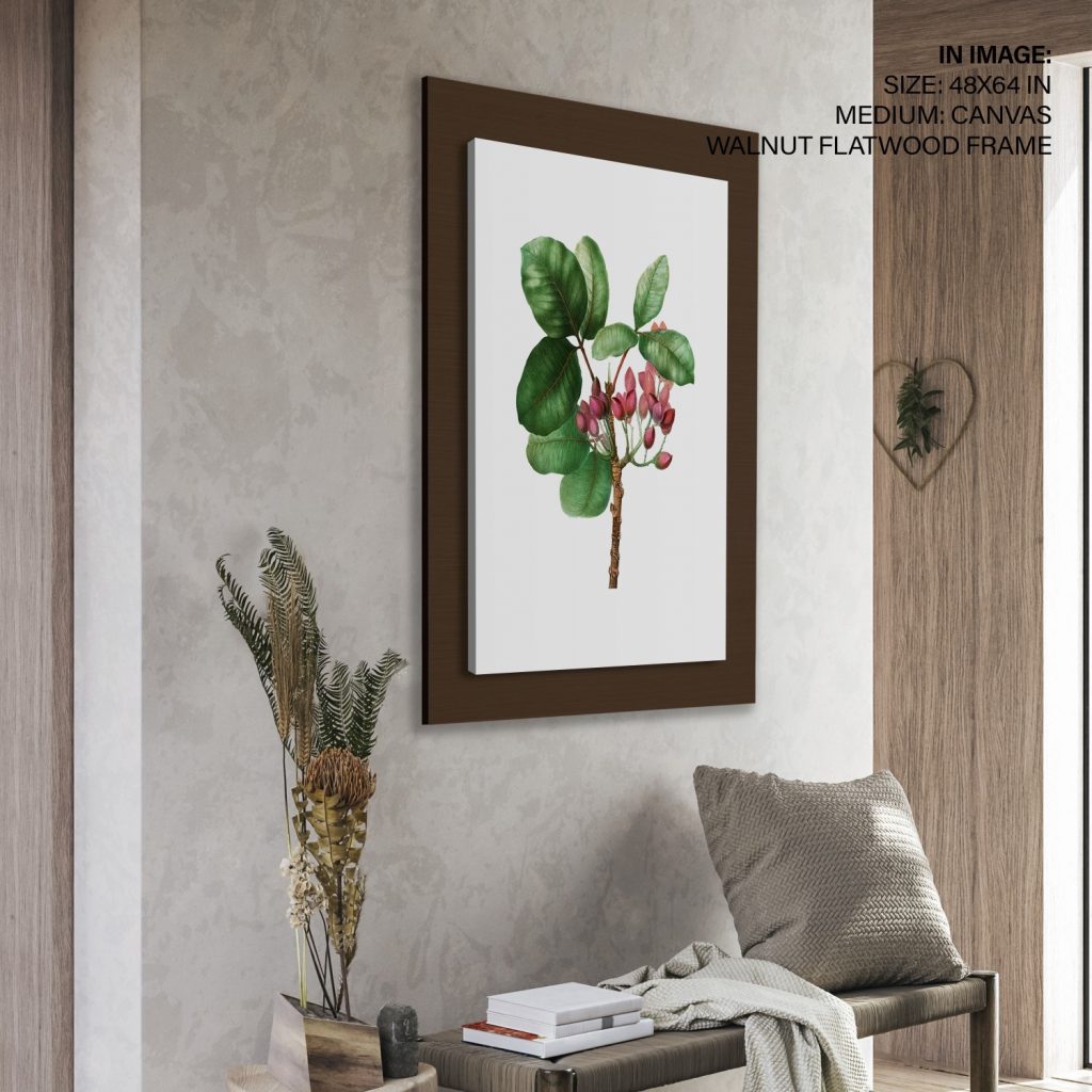 Botanical Pink Berries Green Leaves – Wall Art