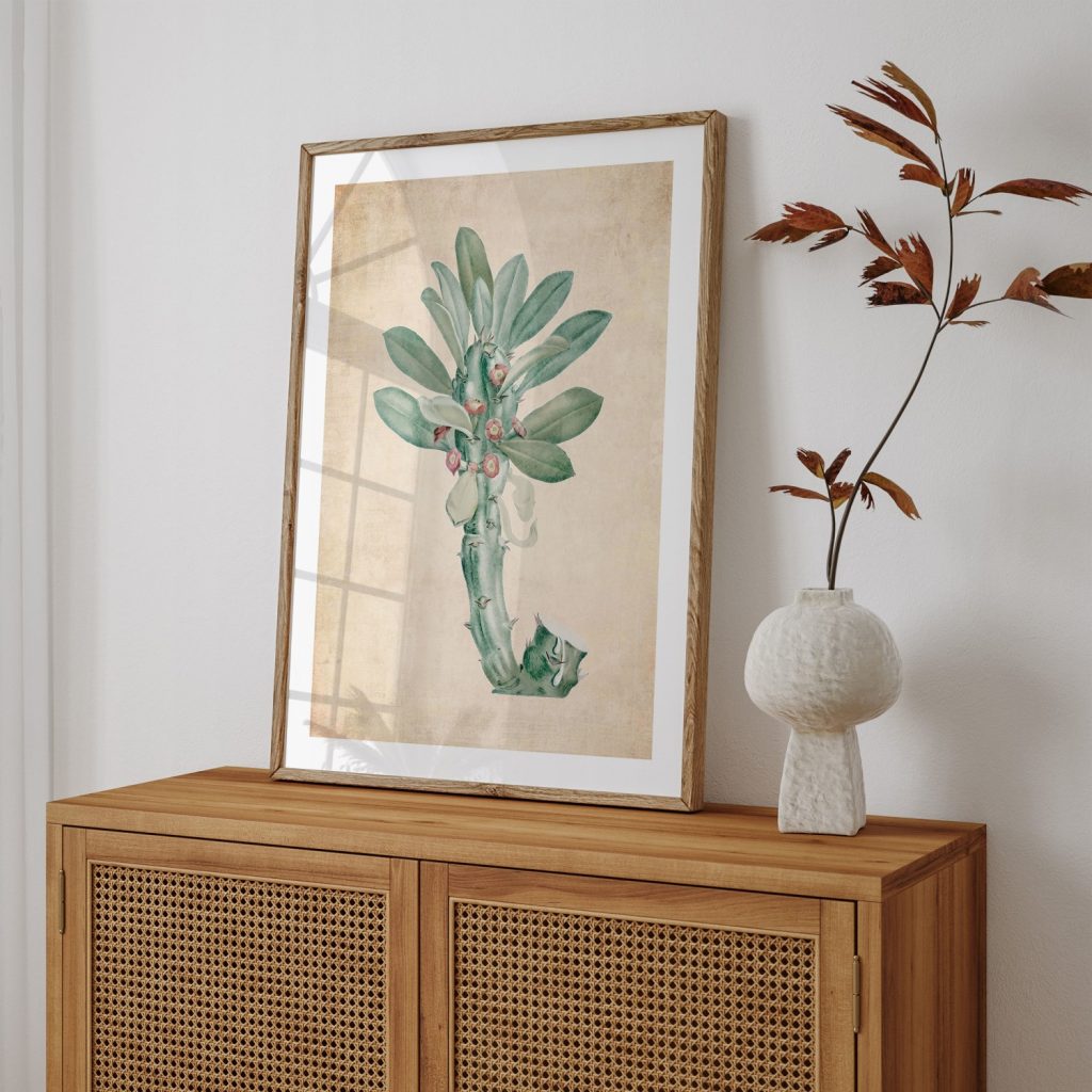 Botanical Vintage Succulent Pink Flowers – Wall Hanging