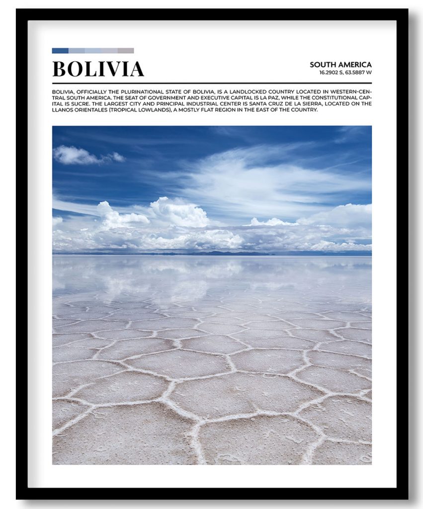 Bolivia, South America pantone poster