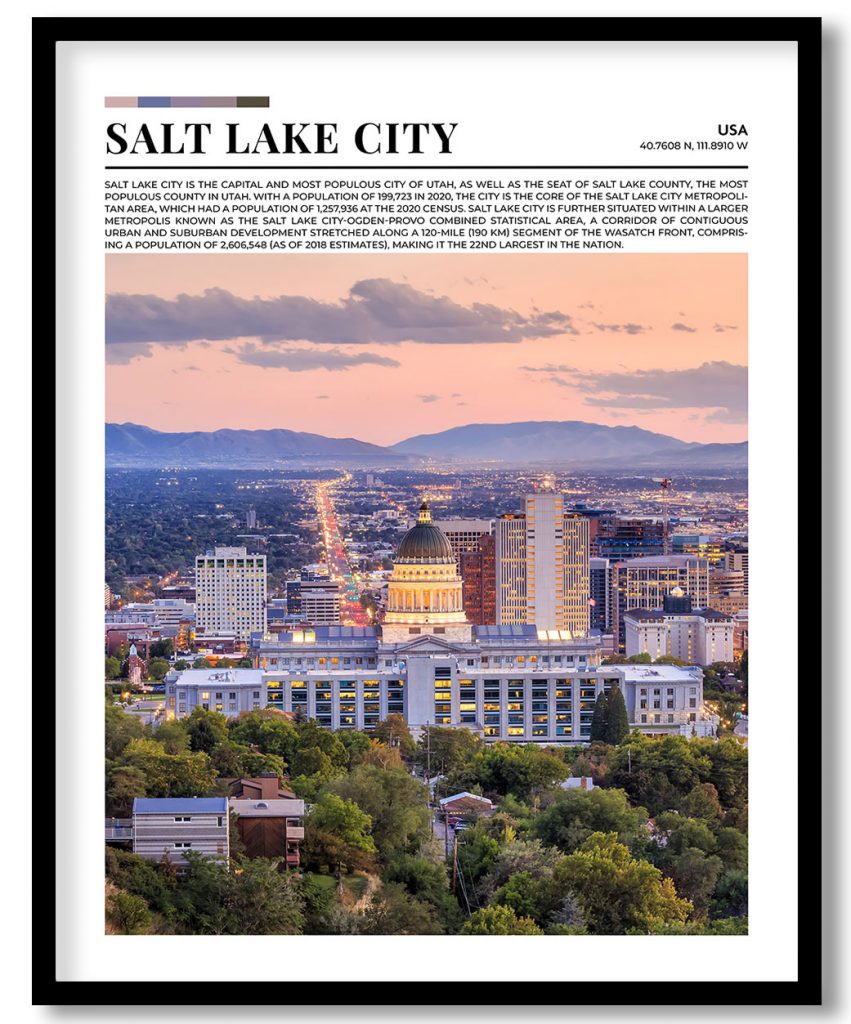 Salt Lake City, USA pantone poster