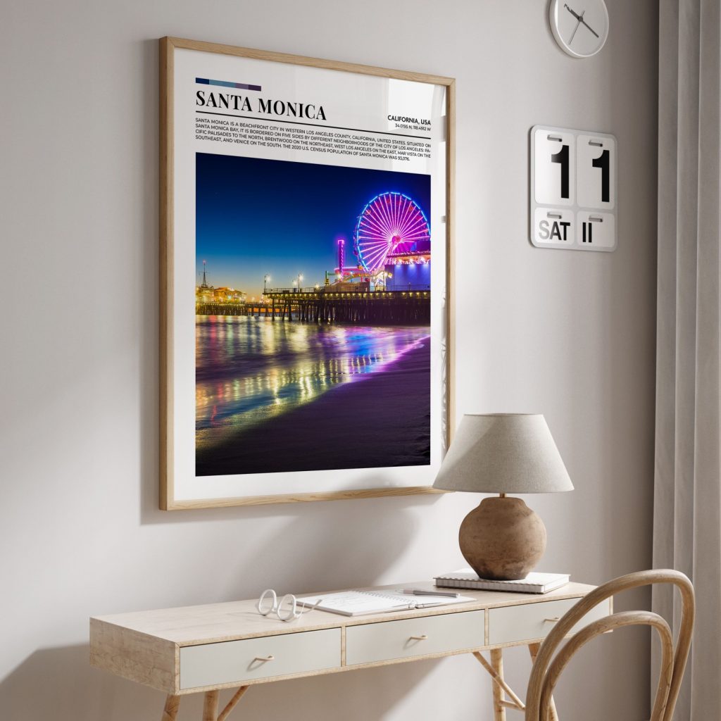 Modern Santa Monica Pier Night – Home Decor