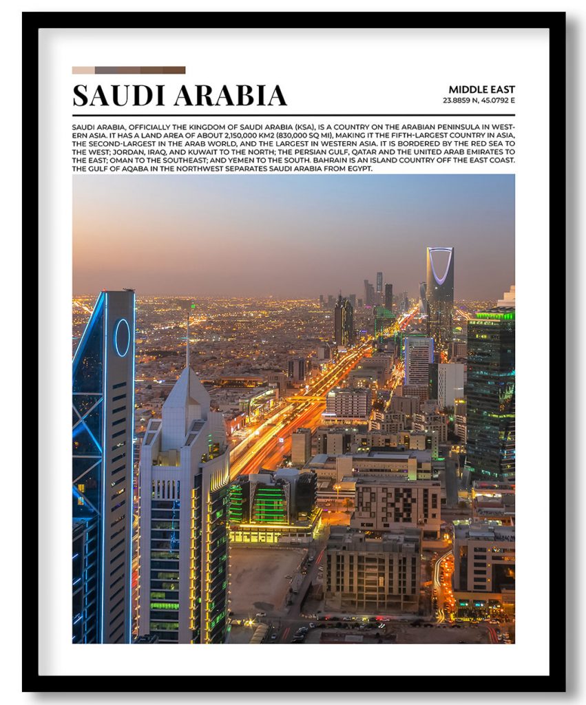 Saudi Arabia, Middle East pantone poster