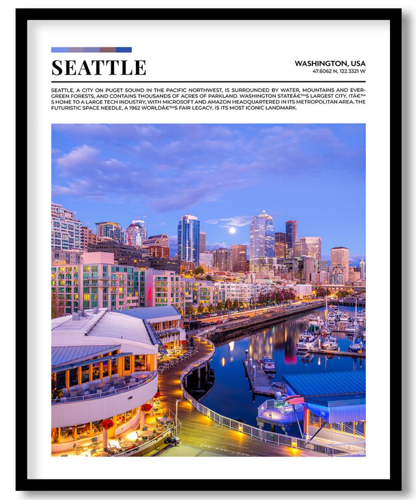 Seattle, Washington, USA pantone poster