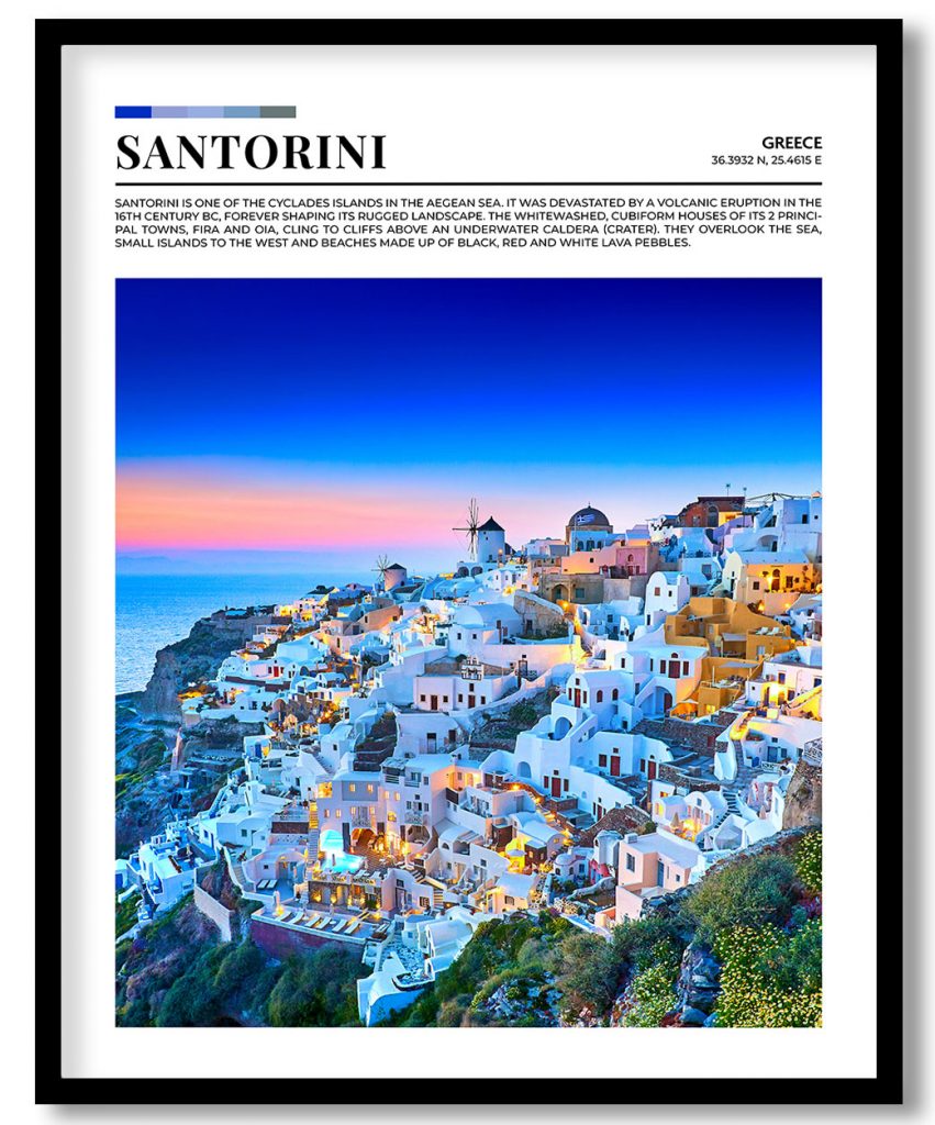 Santorini, Greece pantone poster