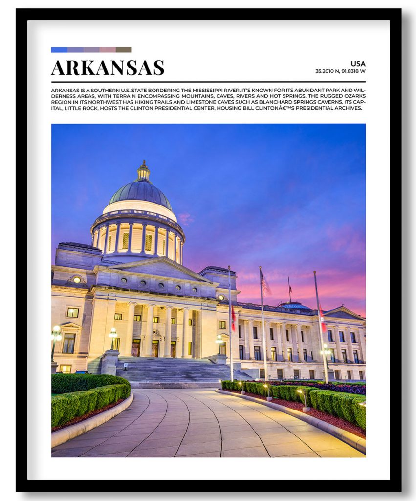 Arkansas, USA pantone poster