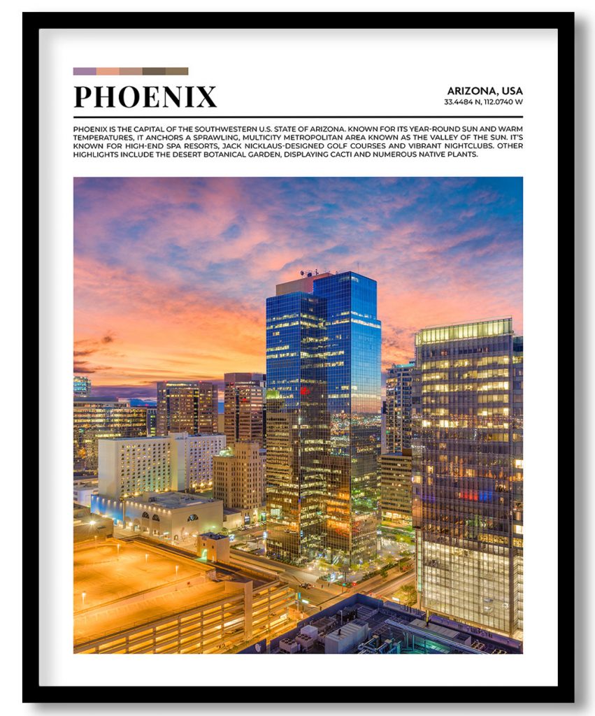 Phoenix, Arizona, USA pantone poster